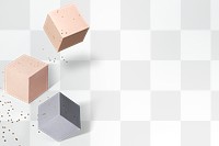 3D pink paper craft cubic patterned background design element