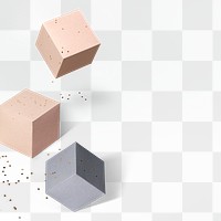 3D pink paper craft cubic design element