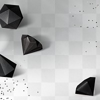3D black icosahedron and asymmetric hexagonal bipyramid patterned background design element