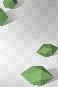3D green elongated hexagonal bipyramid and gray pentagon dodecahedron design element 