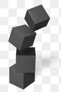 3D dark gray paper craft cubic design element