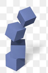 3D indigo paper craft cubic design element