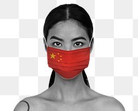 Chinese woman wearing a face mask during coronavirus pandemic mockup
