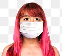 Pink haired woman wearing a face mask during coronavirus pandemic mockup