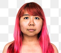Pink haired Asian girl mockup