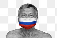 Russian man wearing a face mask during coronavirus pandemic