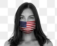 American woman wearing a face mask during coronavirus outbreak mockup