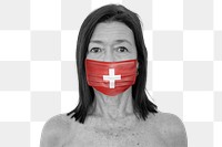 Swiss woman wearing a face mask during coronavirus pandemic mockup