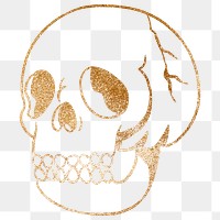 Glittery gold skull sticker design element