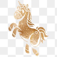 Shimmering golden unicorn sticker overlay design element 