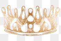 Glittery gold crown sticker design element