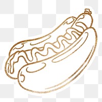 Glittery hot dog sticker with white border design element