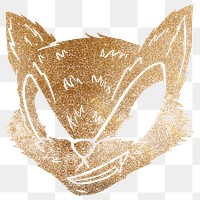 Golden cunning fox sticker overlay design resource