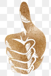 Shimmering golden thumbs up sticker overlay design element
