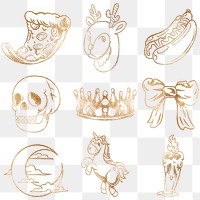 Shimmering golden holiday sticker collection design resource 