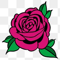 Magenta pink rose flower sticker tattoo overlay design element design element 