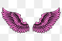 Magenta pink wings sticker overlay design element 