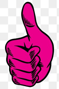 Magenta pink thumbs up sticker overlay design element 