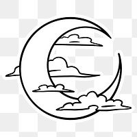 Crescent moon surrounded by clouds sticker overlay 
