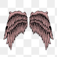 Pink wings sticker overlay design element 