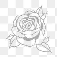 Gray rose flower outline sticker overlay design element design element 