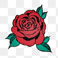 Red mosaic rose flower sticker overlay design element design element 
