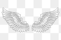 Gray wings outline sticker overlay design element 