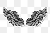 Gray wings sticker overlay with a white border design element