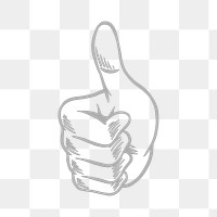 Gray thumbs up outline sticker overlay design element 