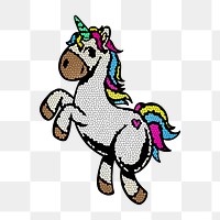 Colorful mosaic unicorn sticker overlay design element 