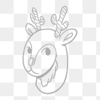 Gray antlers sticker overlay design element