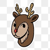 Brown antlers sticker with white border design element