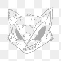 Gray cunning fox sticker overlay design resource