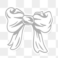 Cute gray bow sticker with white border design element