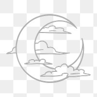 Crescent moon surrounded by clouds sticker overlay 