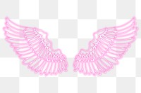 Neon pink wings outline sticker overlay design element 