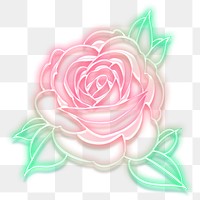 Neon rose flower outline sticker overlay design element design element 