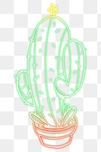 Glowing neon green saguaro cactus design element