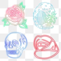 Cool neon sticker collection design resources