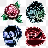 Cool neon sticker collection design resources