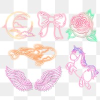 Cute fairytale sticker collection design resources