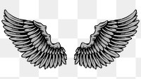 Gray halftone wings sticker design element