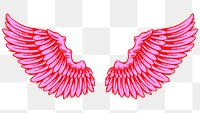 Neon pink wings sticker design element