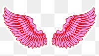 Neon pink wings sticker with a white border