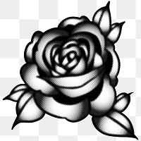 Gray halftone rose flower sticker design element