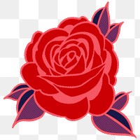 Red rose flower sticker design element