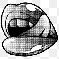 Gray lips with tongue licking sticker design element