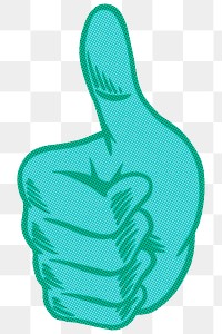 Teal thumbs up sticker design element