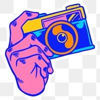 Cool retro film camera sticker  with a white border