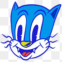 Blue cartoon cat sticker design element